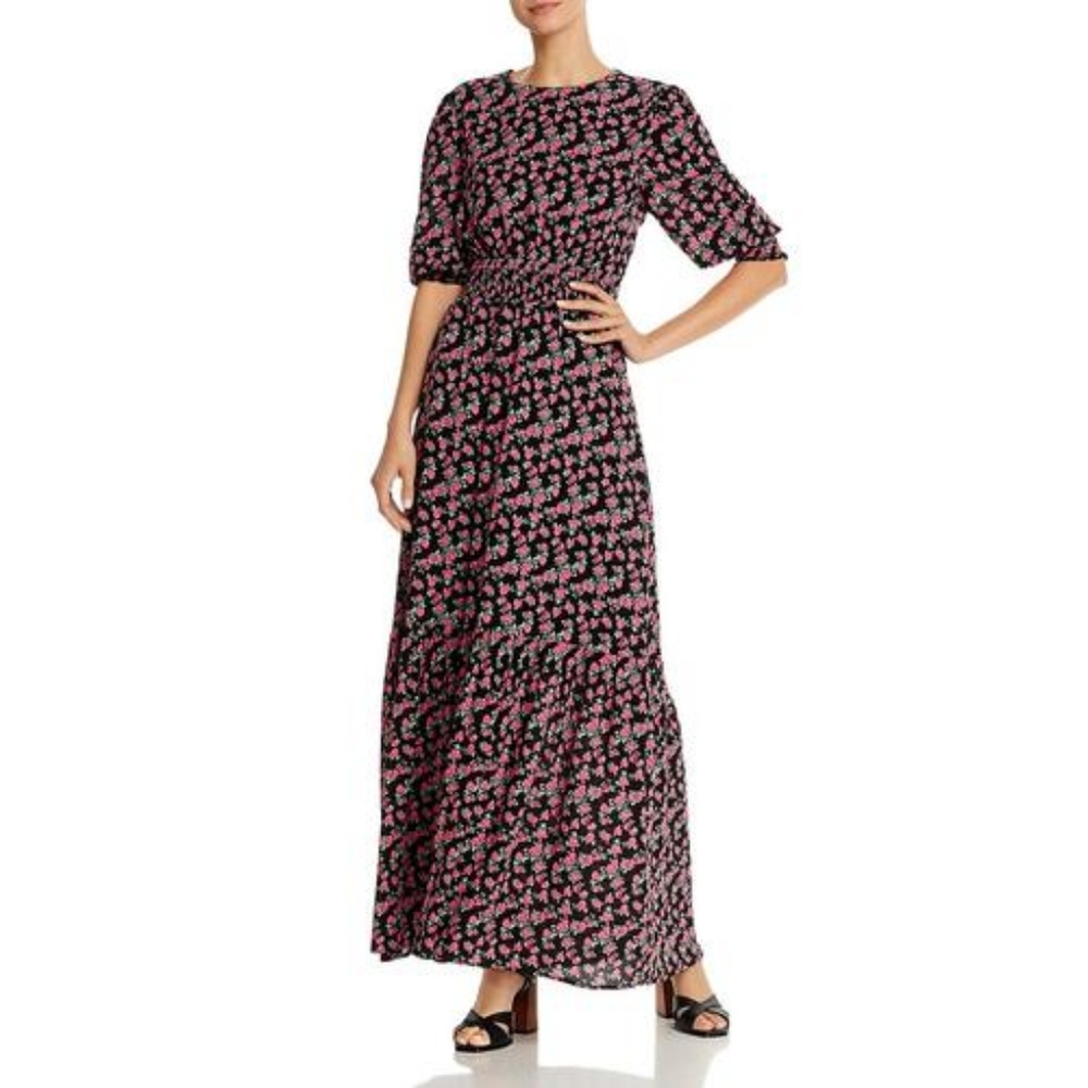 WAYF | Floral Print Smocked Maxi Dress